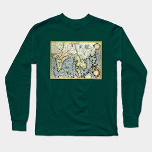 Antique Southeast Asian Map by Jodocus Hondius for the Gerardus Mercator Atlas Long Sleeve T-Shirt